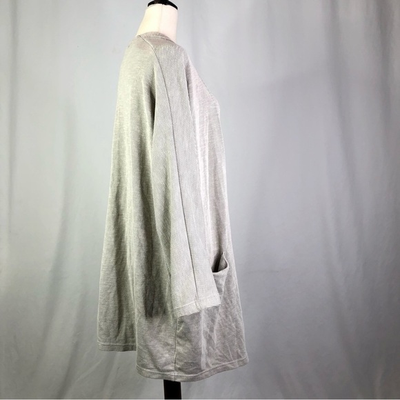 Donni open front long lightweight jersey sweater engineer stripe pockets OS - Picture 3 of 8